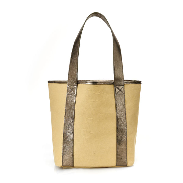 Baby Daddy in Khaki Linen and Metallic Leather